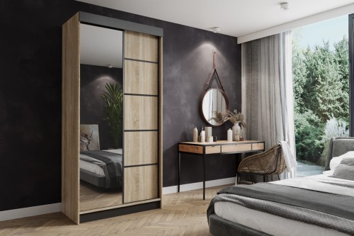 Szafa AMO 100 - Dąb Sonoma + Czarny + Czarne wstawki.jpg