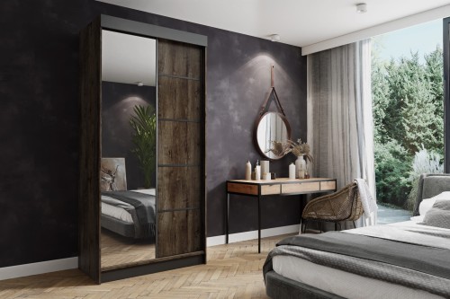 Szafa AMO 100 - Jesion Ciemny + Czarny + Czarne wstawki.jpg