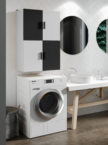 Szafka nad pralkę - wisząca - Biały + Biały + Czarny.jpg