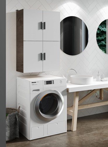 Szafka nad pralkę - wisząca - Jesion Ciemny + Biały.jpg