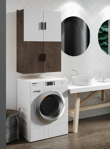 Szafka nad pralkę - wisząca - Jesion Ciemny + Jesion Ciemny + Biały.jpg