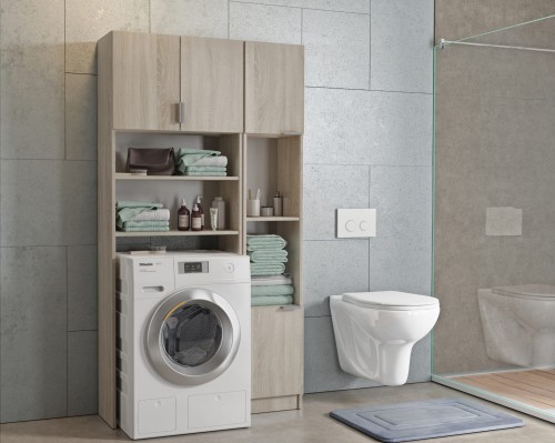 Szafka nad pralkę stojąca + Regał R-1 - Dąb sonoma.jpg