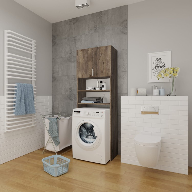 Szafka nad pralkę - stojąca - Jesion Ciemny.jpg