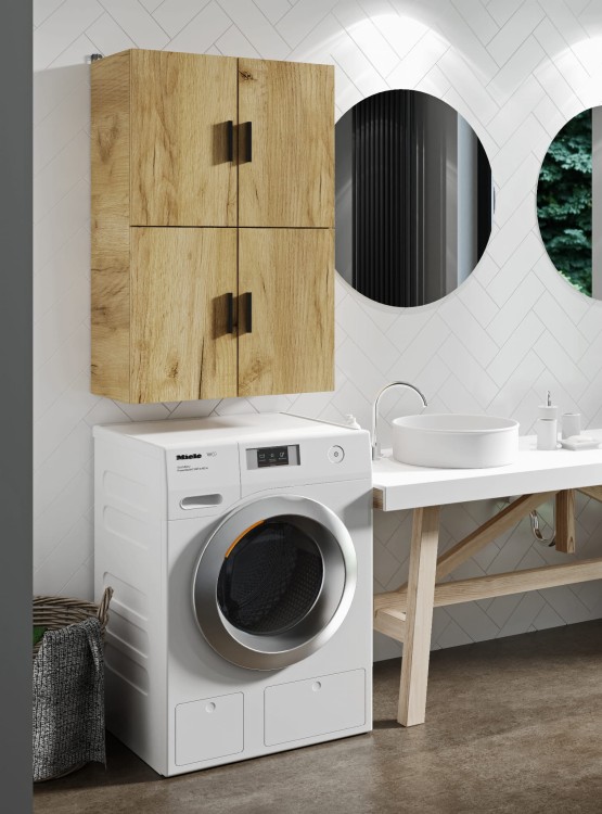 Szafka nad pralkę - wisząca - Dąb Craft Złoty.jpg