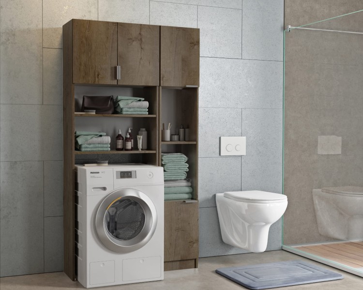 Szafka nad pralkę stojąca + Regał R-1 - Jesion Ciemny.jpg