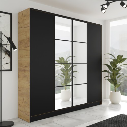 Szafa EDEN 4D 207 - Dąb Craft Złoty + Czarny - Wzór 1.jpg