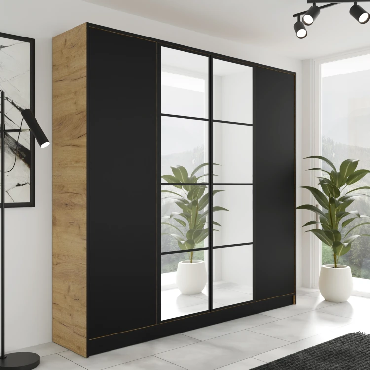 Szafa EDEN 4D 207 - Dąb Craft Złoty + Czarny - Wzór 1.jpg