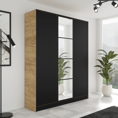 Szafa EDEN 3D 157 - Dąb Craft Złot + Czarny - Wzór 1.jpg