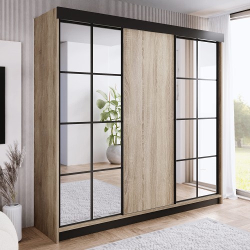 Szafa ARI 2 250 - korpus Dąb Sonoma + front Dąb Sonoma + wstawki Czarne + Lustra(1).jpg